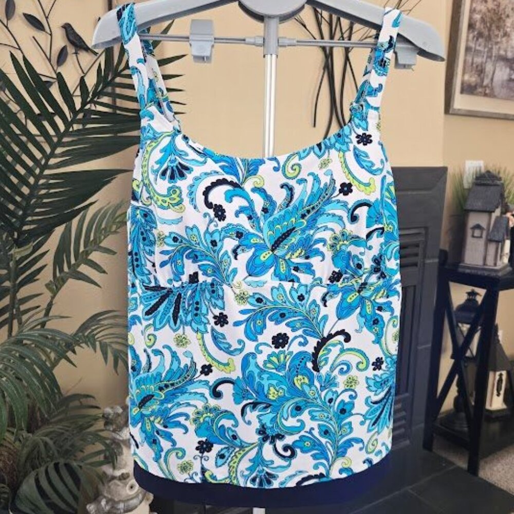 NWT Ocean Dream sz 24W floral tropical tankini swim top